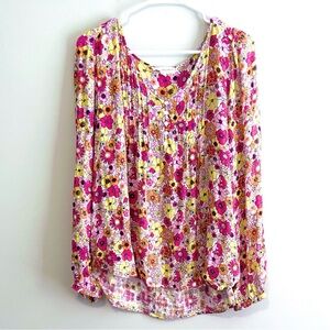 Jane & Delancey Long Sleeve Boho Floral Print Blouse